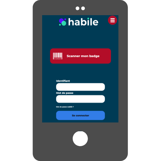 Habile : écran de connexion de l’opérateur